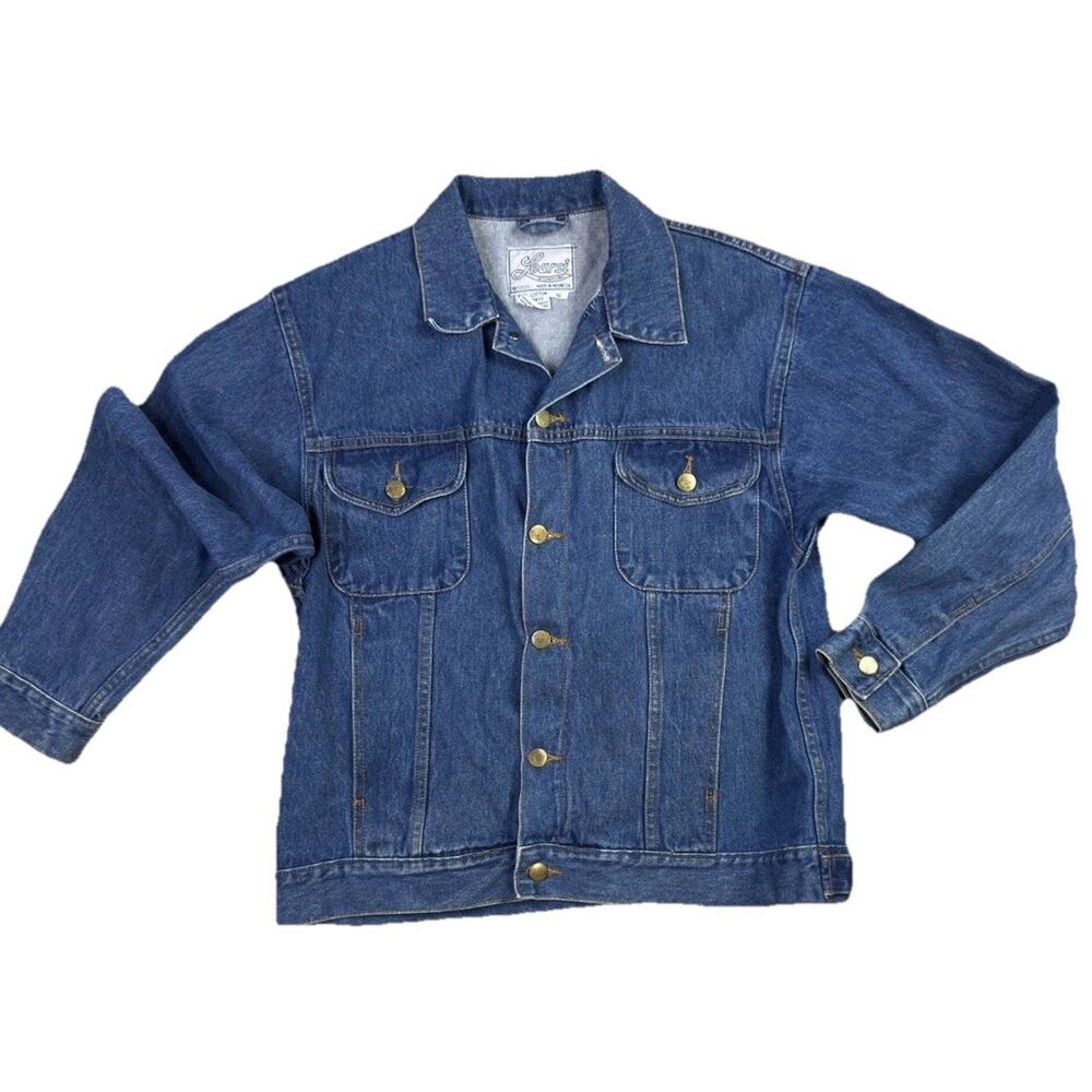 Vtg Learsi Denim Trucker‎ Jacket Womens Medium 80s Western Country boho workwear